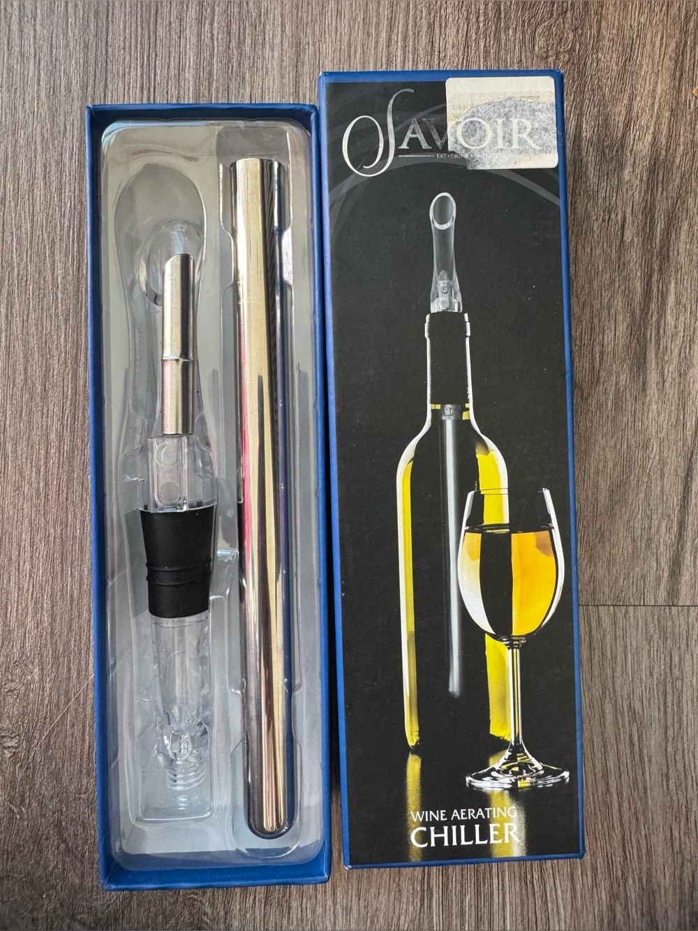Savoir Wine Aerating Chiller Stainless Steel Chill Stick & Pourer NIB